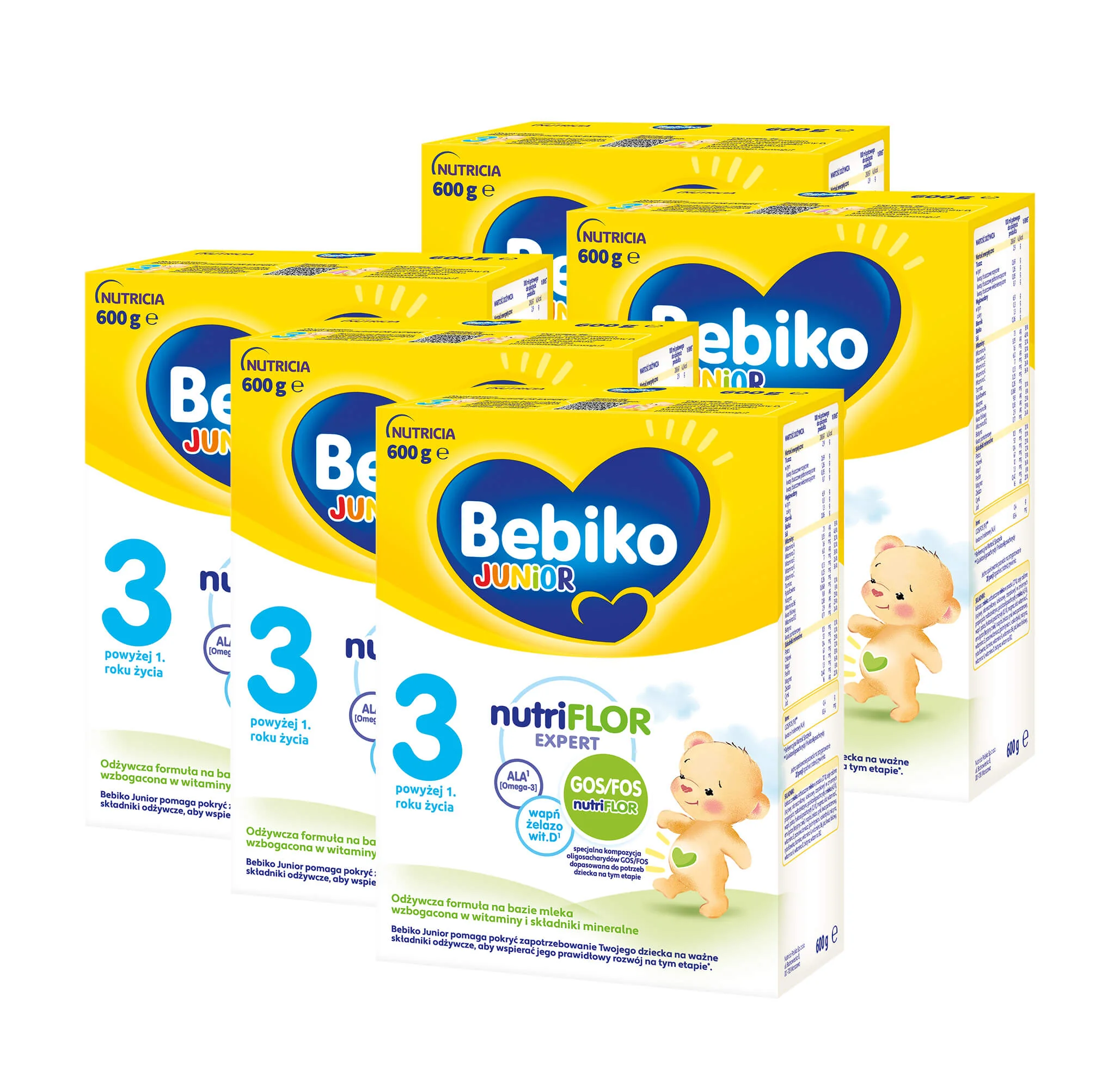Bebiko Junior 3 Odżywcza formuła na bazie mleka dla dzieci powyżej 1. roku życia, 5x600 g