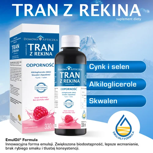 Domowa Apteczka tran z rekina, smak malinowy, 330 ml
