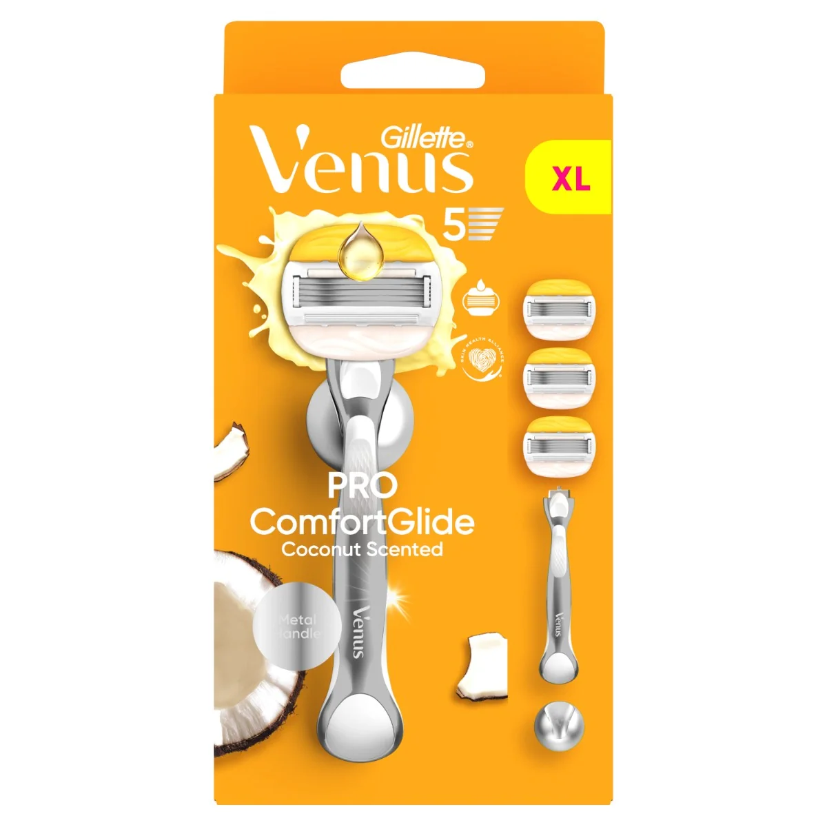 Gillette Venus Pro ComfortGlide Coconut maszynka do golenia, 3 wymienne główki + uchwyt ścienny