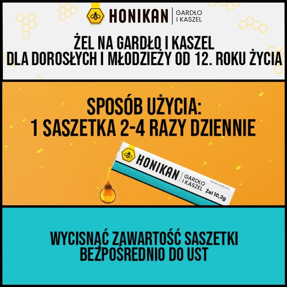 Honikan Gardło i Kaszel, żel, 10 saszetek 