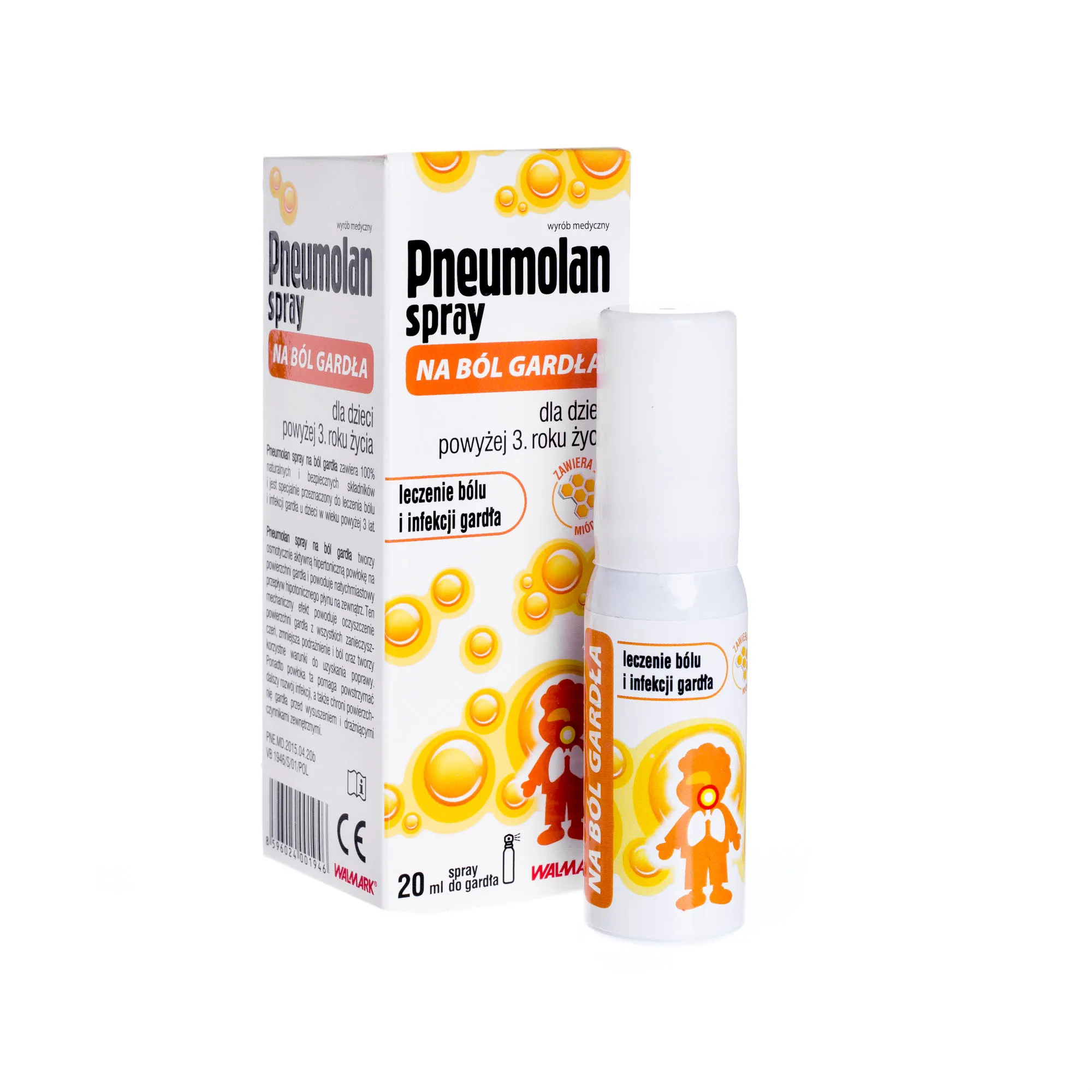 Pneumolan Spray na ból gardła, dla dzieci powyżej 3 roku życia, 20 ml 