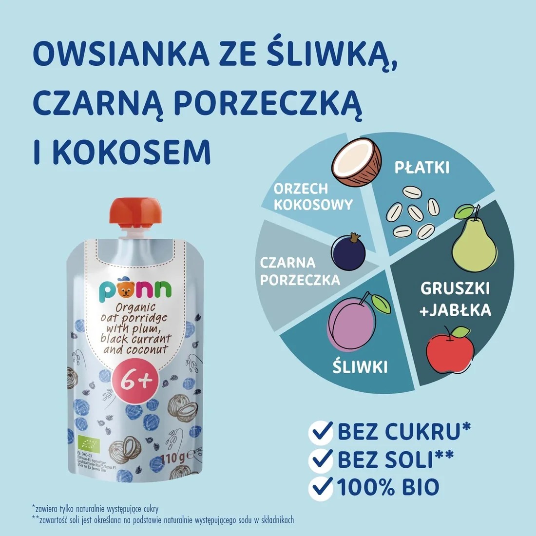 Salvest Põnn owsianka ze śliwką, czarną porzeczką i kokosem, 110 g