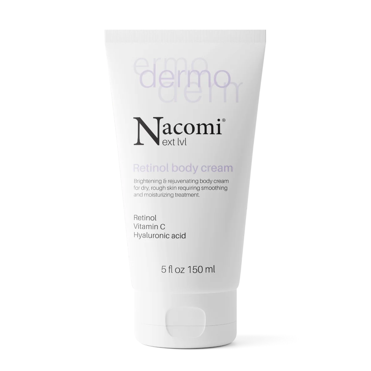 Nacomi Next Level Dermo rozjaśniająco-odmładzający krem do ciała z retinolem i witaminą C, 150 ml