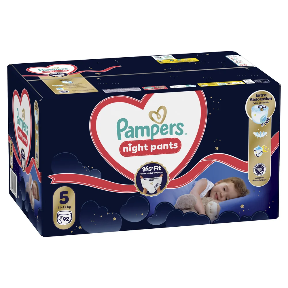 Pampers Night Pants 5 pieluchomajtki, rozmiar 5, 11-17 kg, 92 sztuki