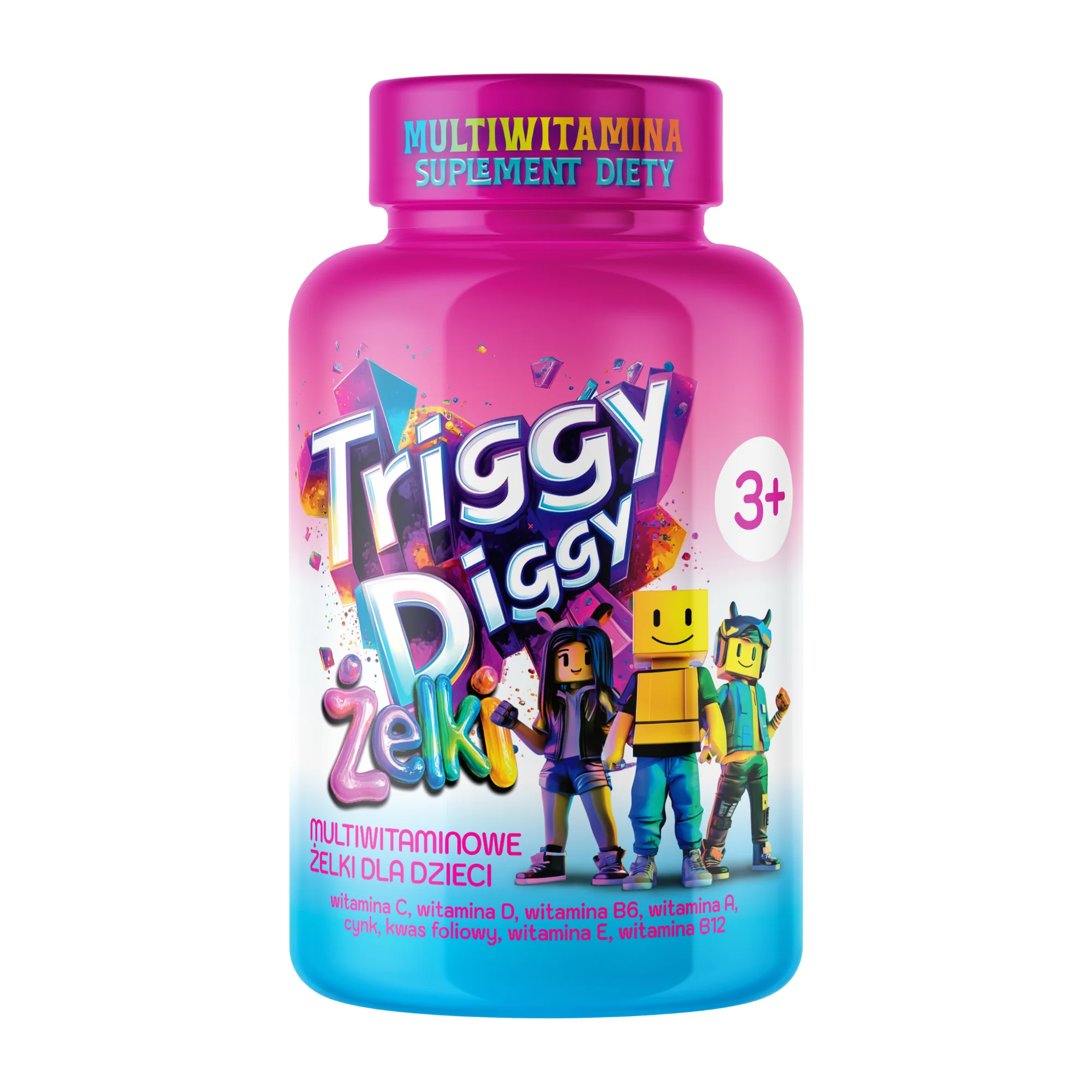 Triggy Diggy Żelki multiwitaminowe żelki dla dzieci 3+, 50 sztuk