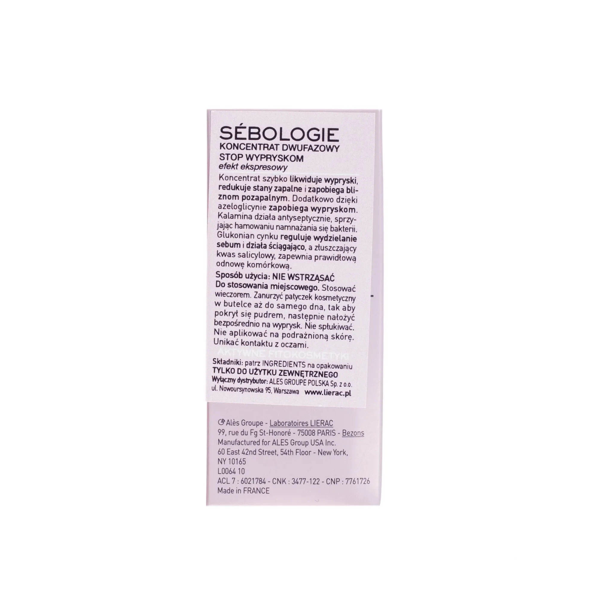 Lierac Sebologie, koncentrat dwufazowy przeciw niedoskonałościom, 15 ml 