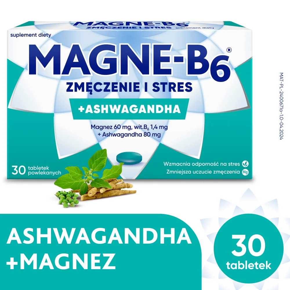 Magne B6 Zmęczenie i Stres suplement diety, 30 tabletek powlekanych