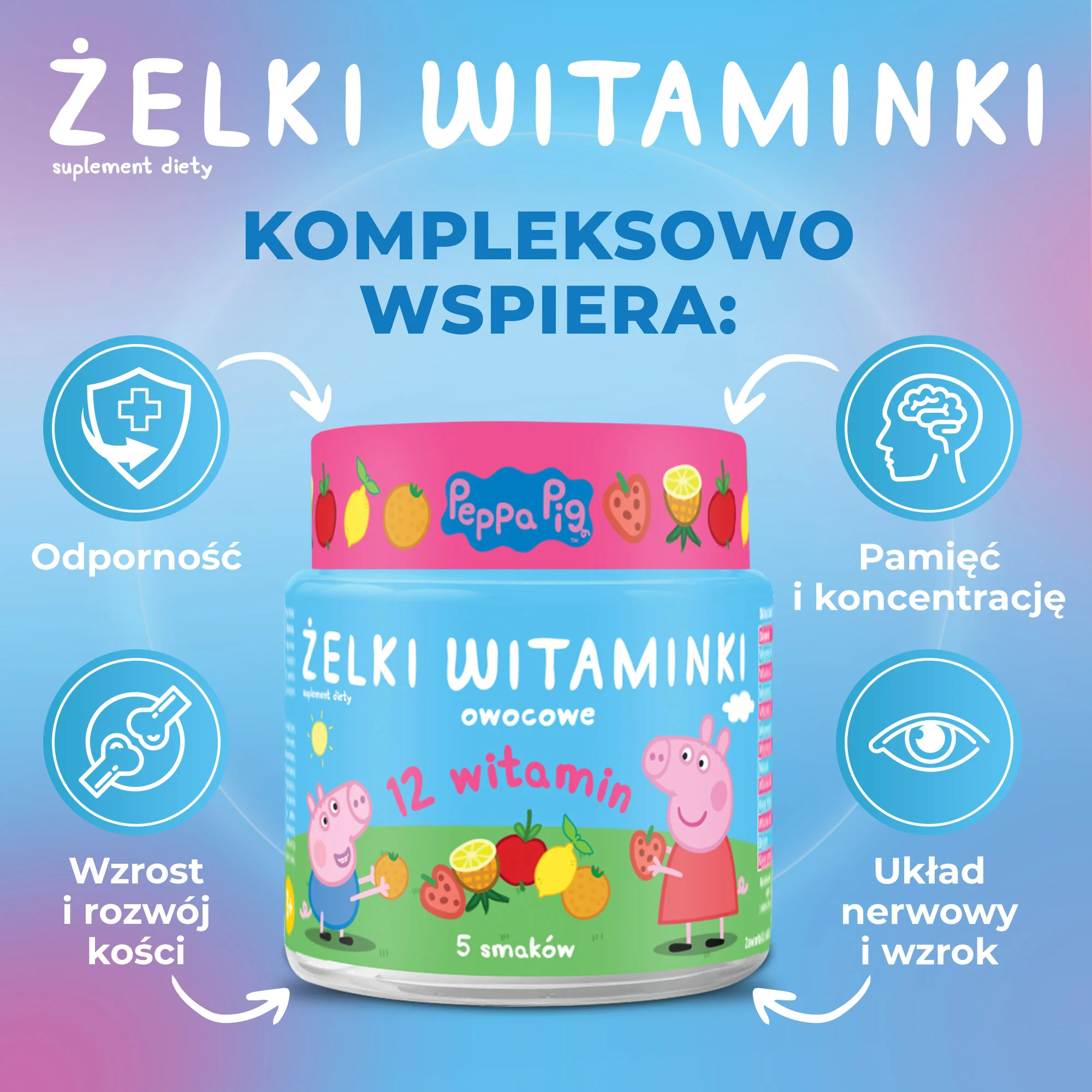 Domowa Apteczka Peppa Pig Żelki Witaminki owocowe, 60 sztuk