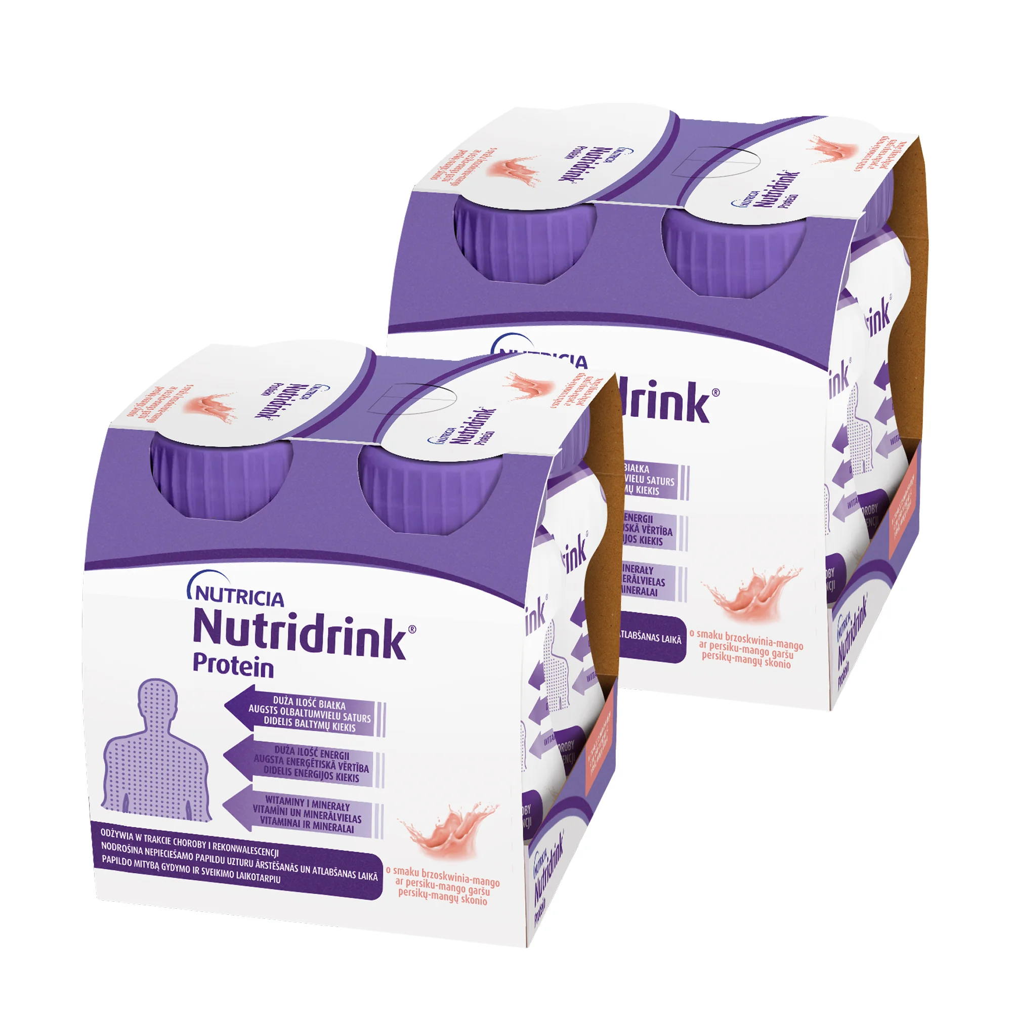 Nutridrink Protein napój o smaku brzoskwinia-mango,  2 x 4 x 125 ml