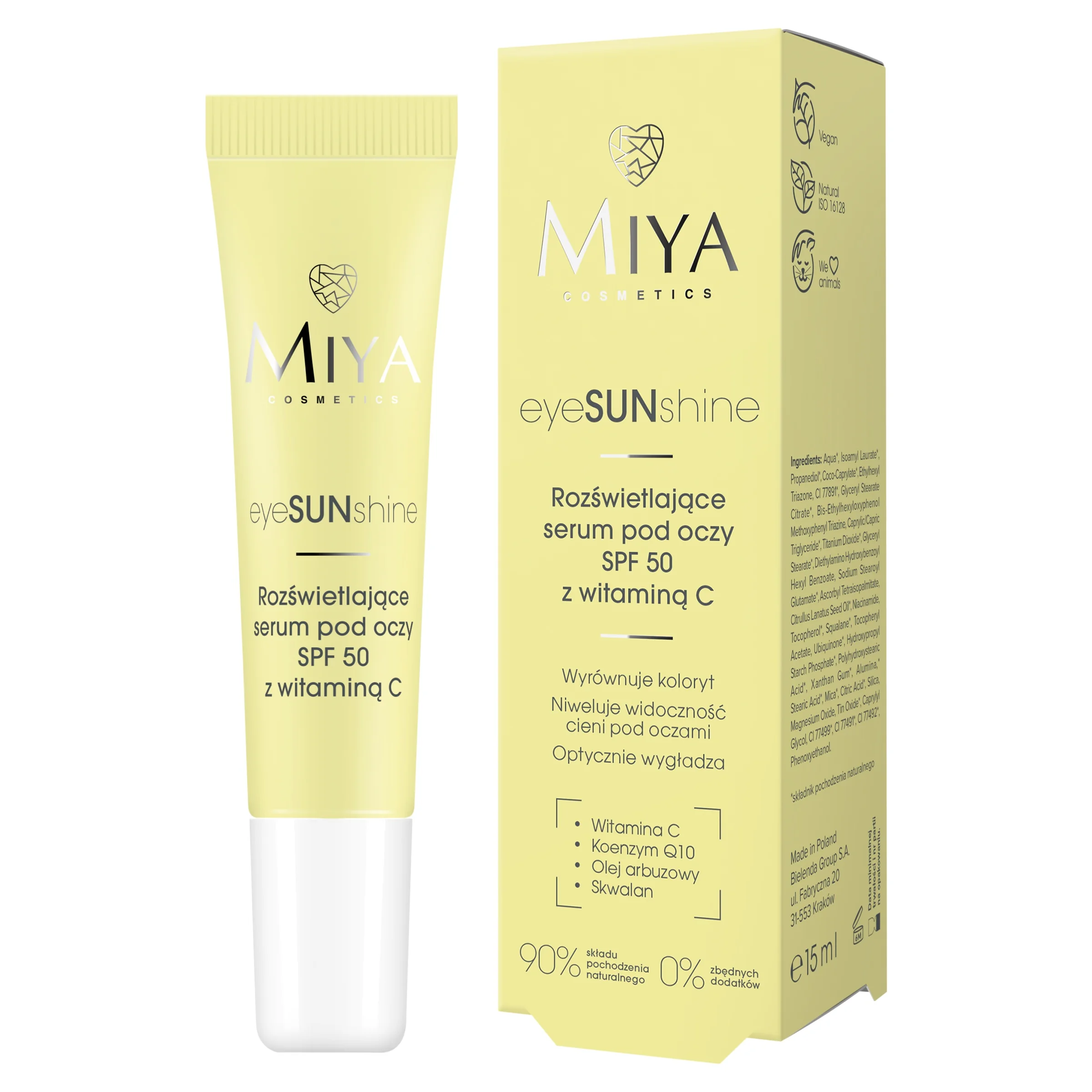 Miya Cosmetics eyeSUNshine rozświetlające serum pod oczy z SPF 50, 15 ml