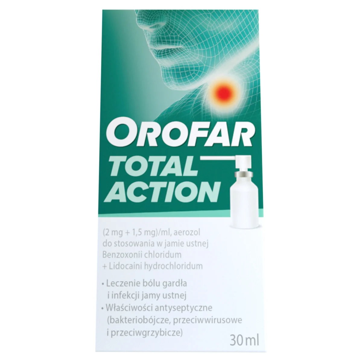 Orofar Total Action (2 mg + 1,5 mg)/ml, aerozol, 30 ml