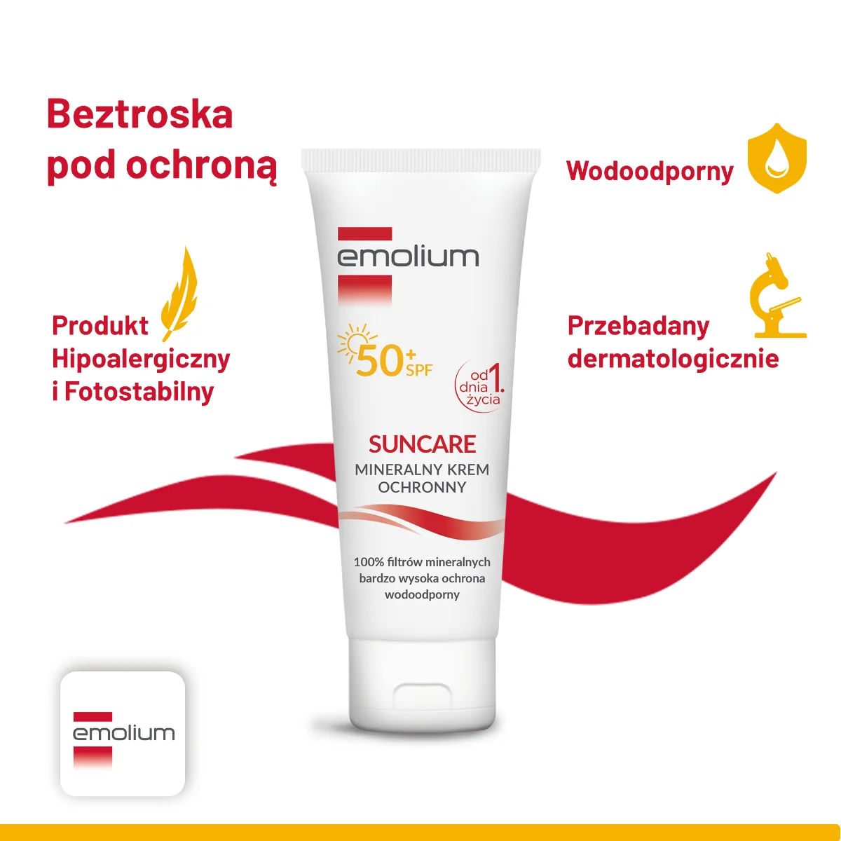 Emolium Suncare mineralny krem ochronny SPF 50+, 50 ml