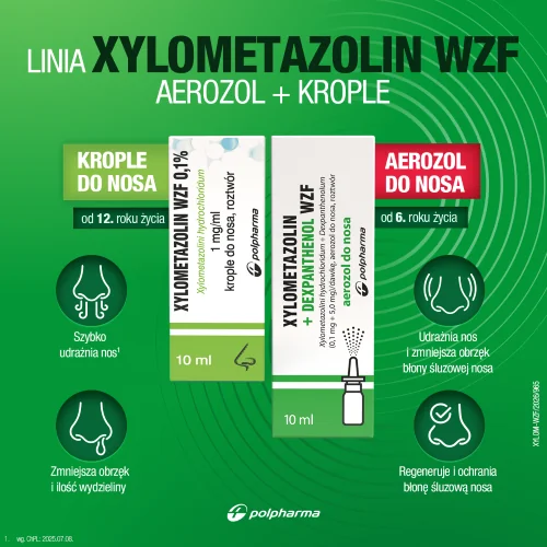 Xylometazolin + Dexpanthenol WZF 0,1 mg + 5,0 mg areozol do nosa, 10 ml
