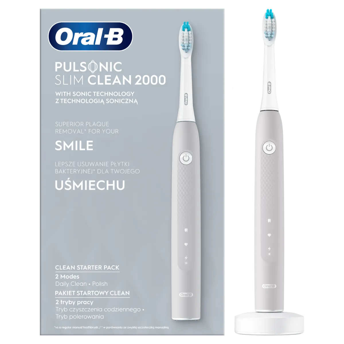 Oral-B Pulsonic Slim Clean 2000 Grey, szczoteczka soniczna, 1 sztuka