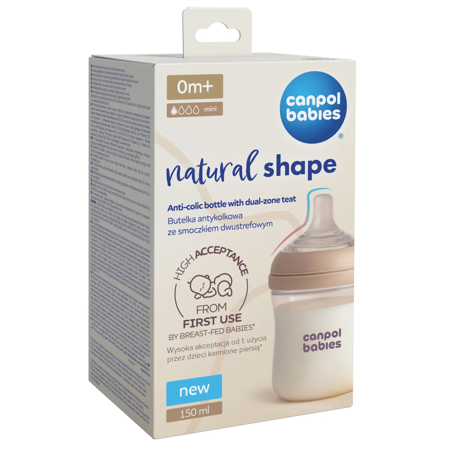 Canpol Babies Natural Shape butelka ze smoczkiem dwustrefowym 150 ml, 1 sztuka