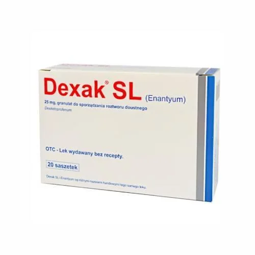 Dexak SL 25 mg import równoległy granulat do sporządzania roztworu doustnego, 20 saszetek