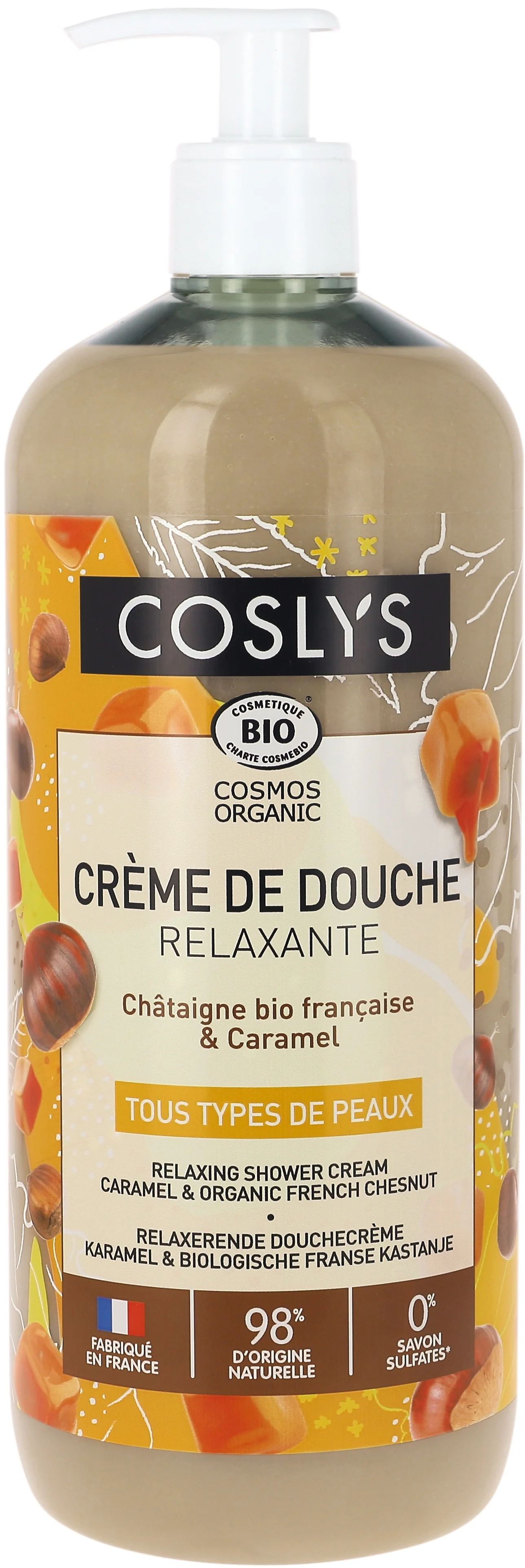 Coslys relaksujący żel pod prysznic Kasztan i Karmel, 1 l