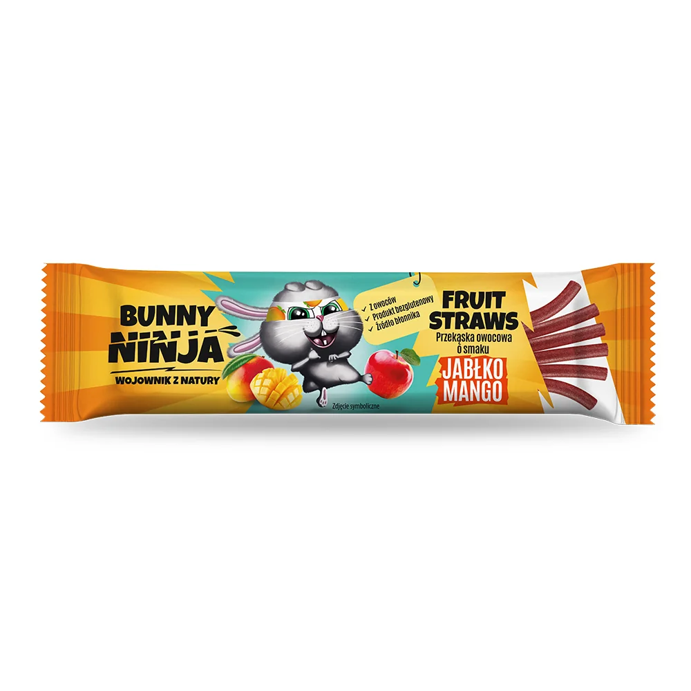 Bunny Ninja Fruit Straws przekąska owocowa o smaku jabłko-mango, 16 g