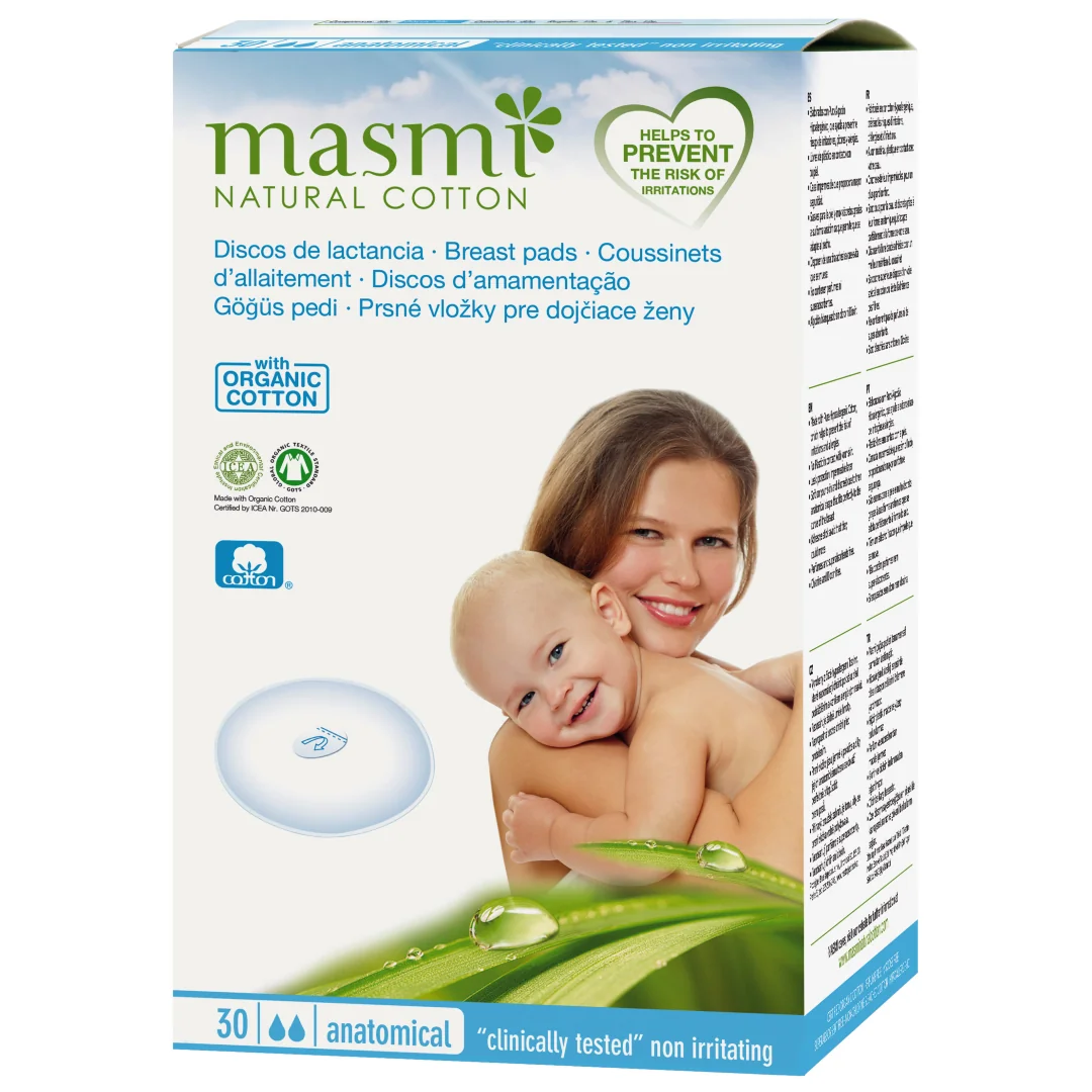 Masmi wkładki laktacyjne 100% certyfikowanej bawełny organicznej, 30 szt.