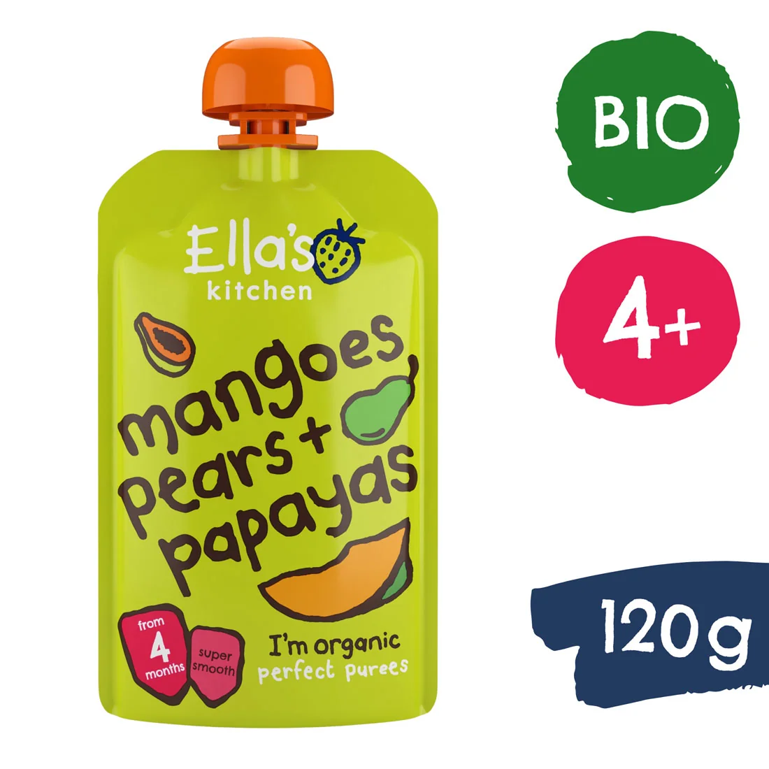 Ella's Kitchen BIO mango, gruszka i papaja, 120 g