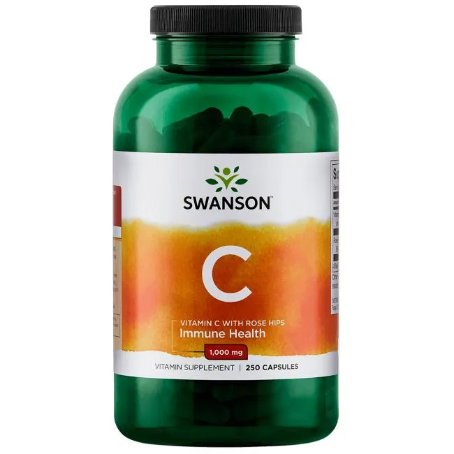 Swanson Witamina C 1000 mg z Dziką Różą, suplement diety, 250 kapsułek