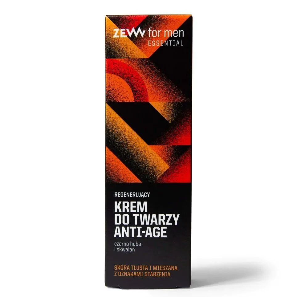 ZEW For Men Anti-age regenerujący krem do twarzy z czarną hubą i skwalanem, 50 ml