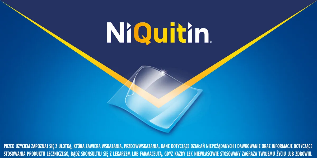 Niquitin przezroczysty, preparat pomagający rzucić palenie. Nicotinum 21 mg / 24 godz. 