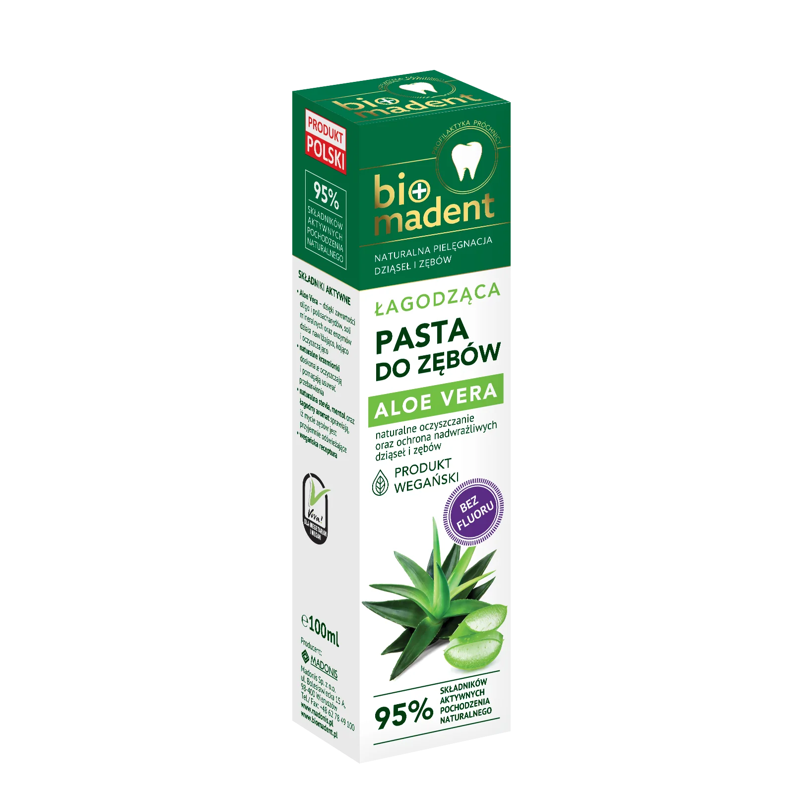 BIO MADENT łagodząca pasta do zębów Aloe Vera, 100 ml