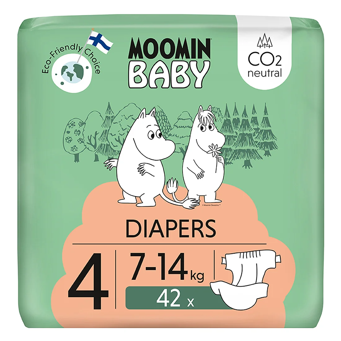 Moomin Baby pieluszki 4 Maxi 7-14 kg, 42 szt.