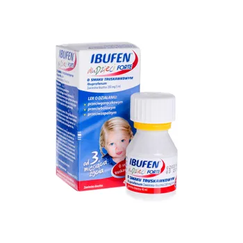 Ibufen dla dzieci Forte, zawiesina dla dzieci o działaniu przeciwgorączkowym i przeciwbólowym, smak truskawkowy, 40 ml, 