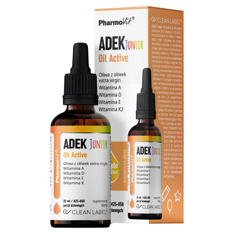 Pharmovit Clean Label ADEK Junior Oil Active suplement diety, 30 ml