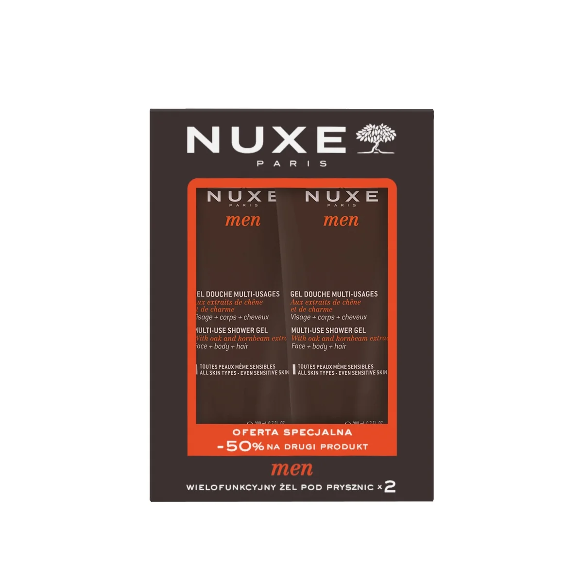 Nuxe Men wielofunkcyjny żel pod prysznic, 2 x 200 ml
