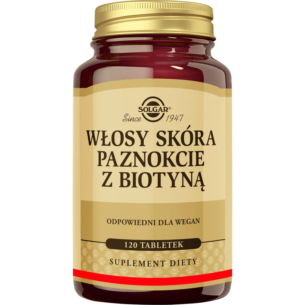 Solgar Włosy Skóra Paznokcie z biotyną 120 tabletek
