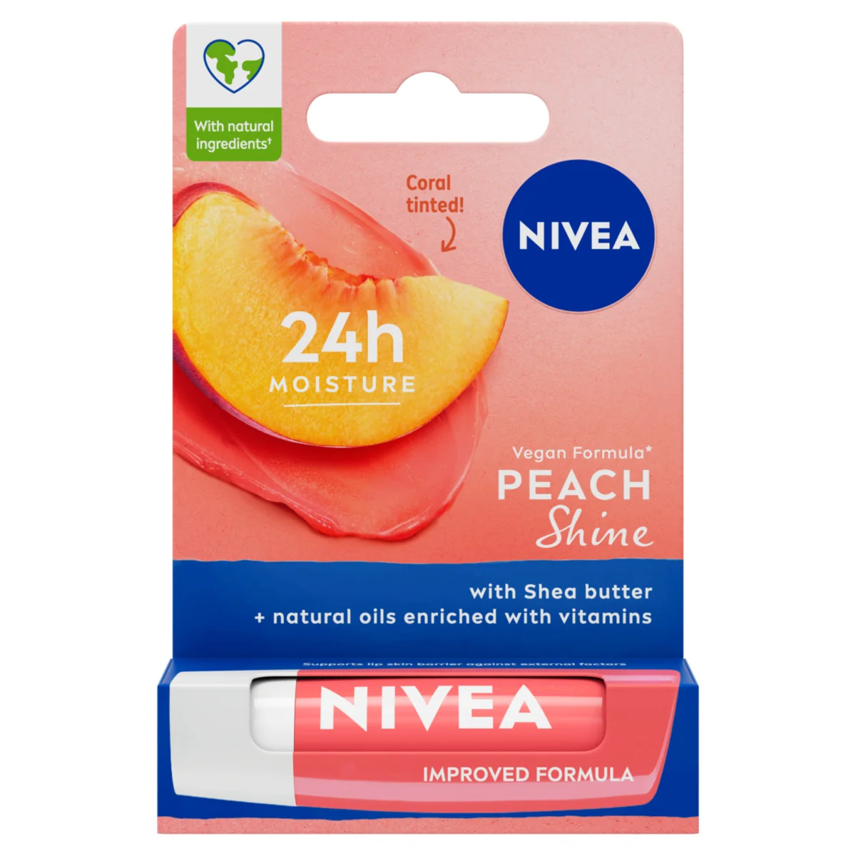 Nivea Peach Shine pielęgnująca pomadka do ust, 4,8 g