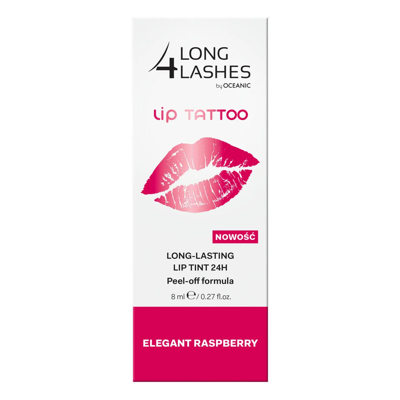 Long 4 Lashes Lip Tattoo, żel do makijażu ust, elegant raspberry, 8 ml