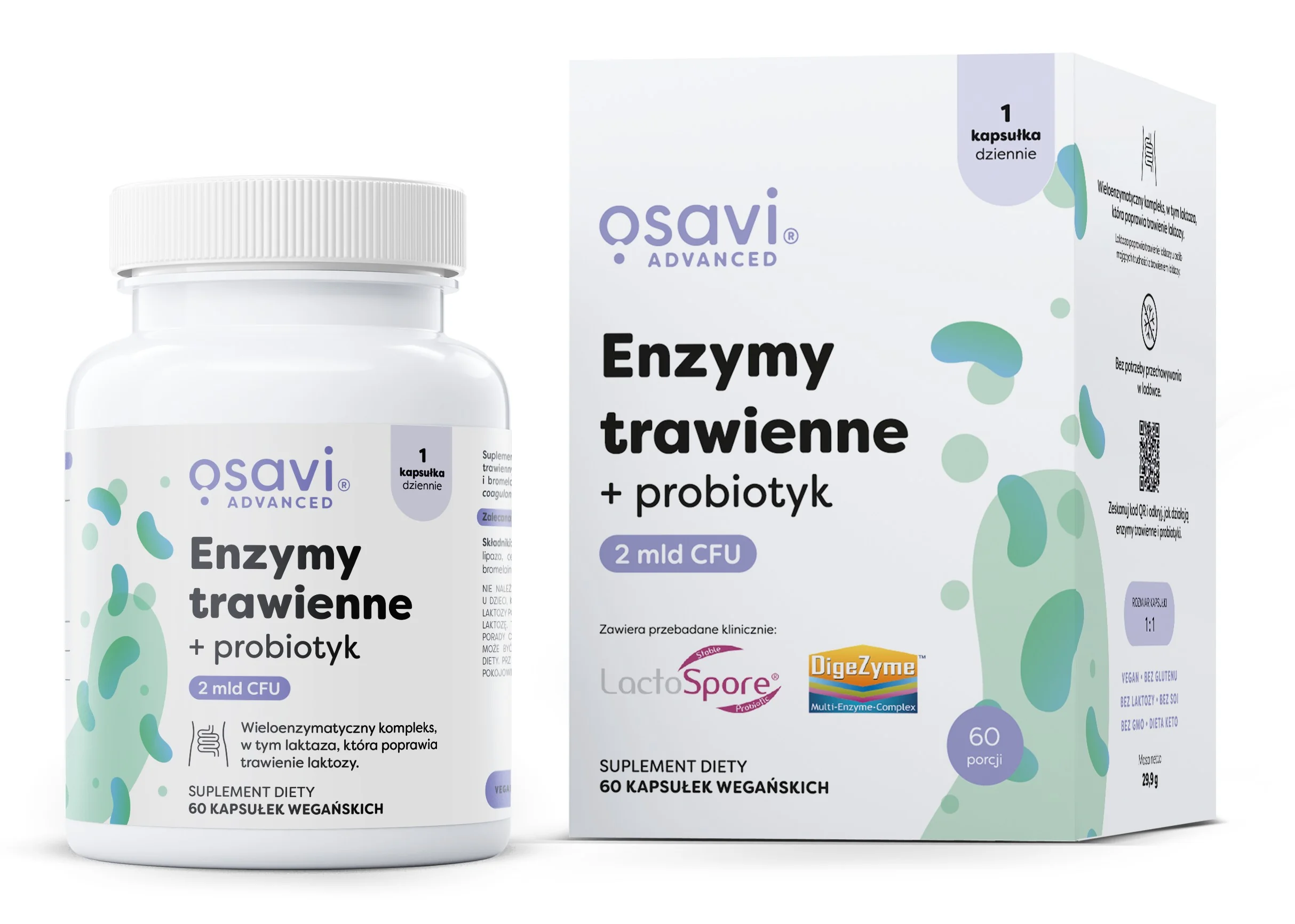 Osavi Enzymy trawienne + probiotyk 60 kapsułek wegańskich