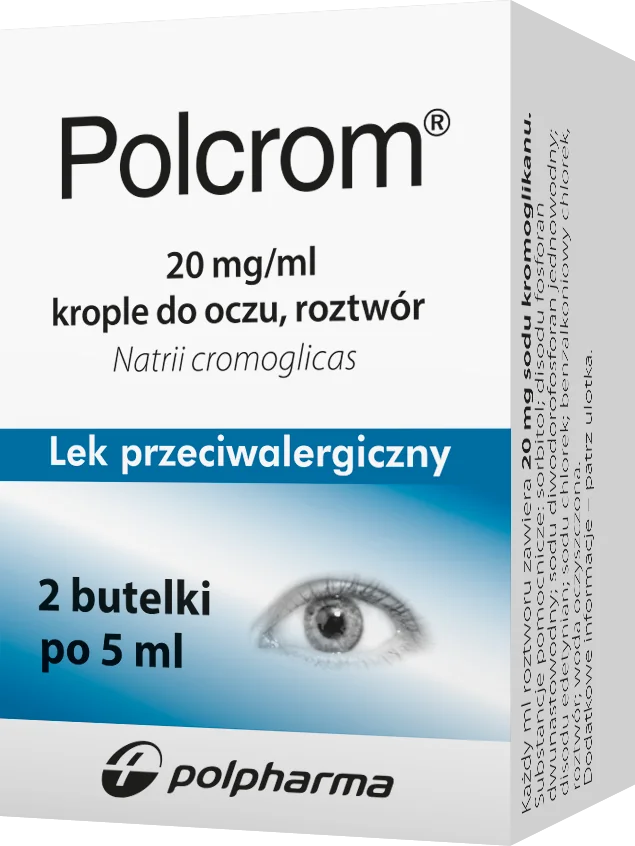 Polcrom 20 mg/ml, krople do oczu, roztwór, 2 butelki po 5 ml