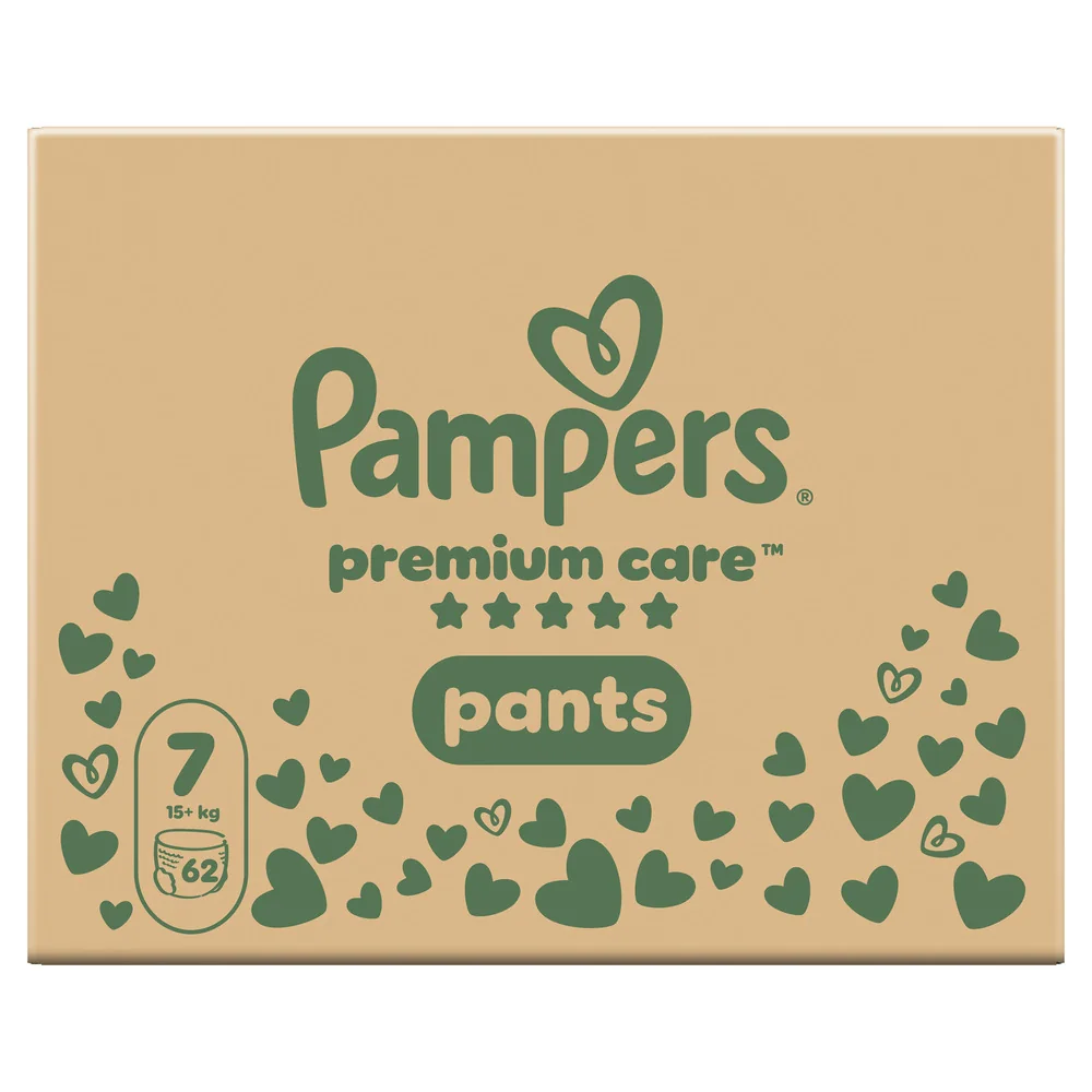 Pampers Premium Care Pants 7 pieluchomajtki, rozmiar 7, 15+ kg, 62 sztuki