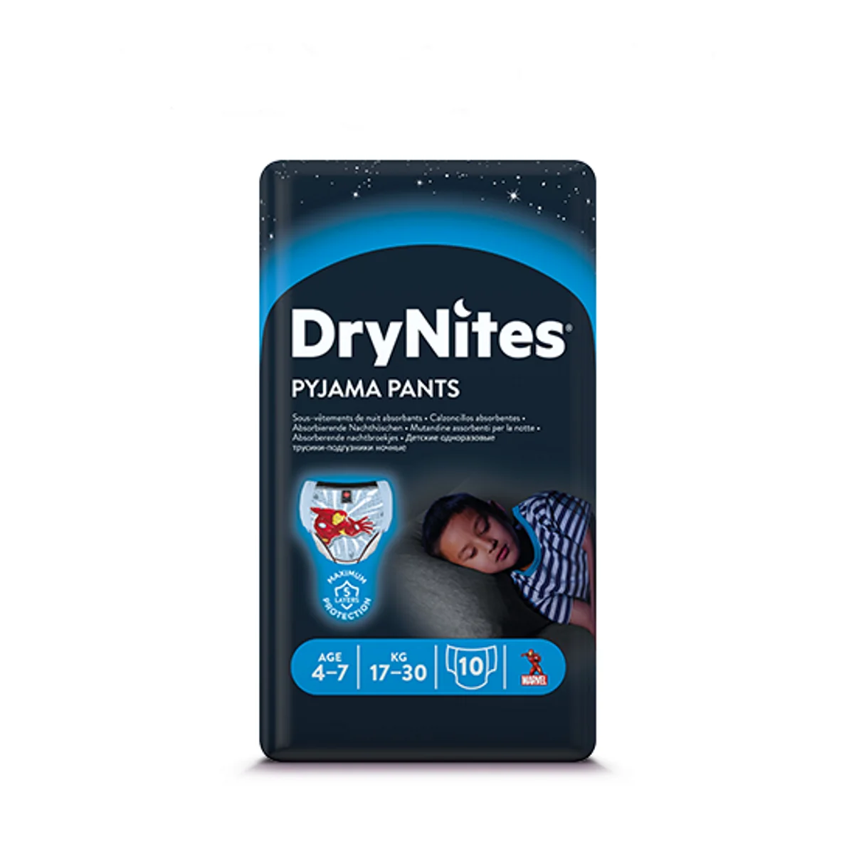 Huggies DryNites Boys majtki na noc dla chlopców, 17-30 kg, 10 szt.