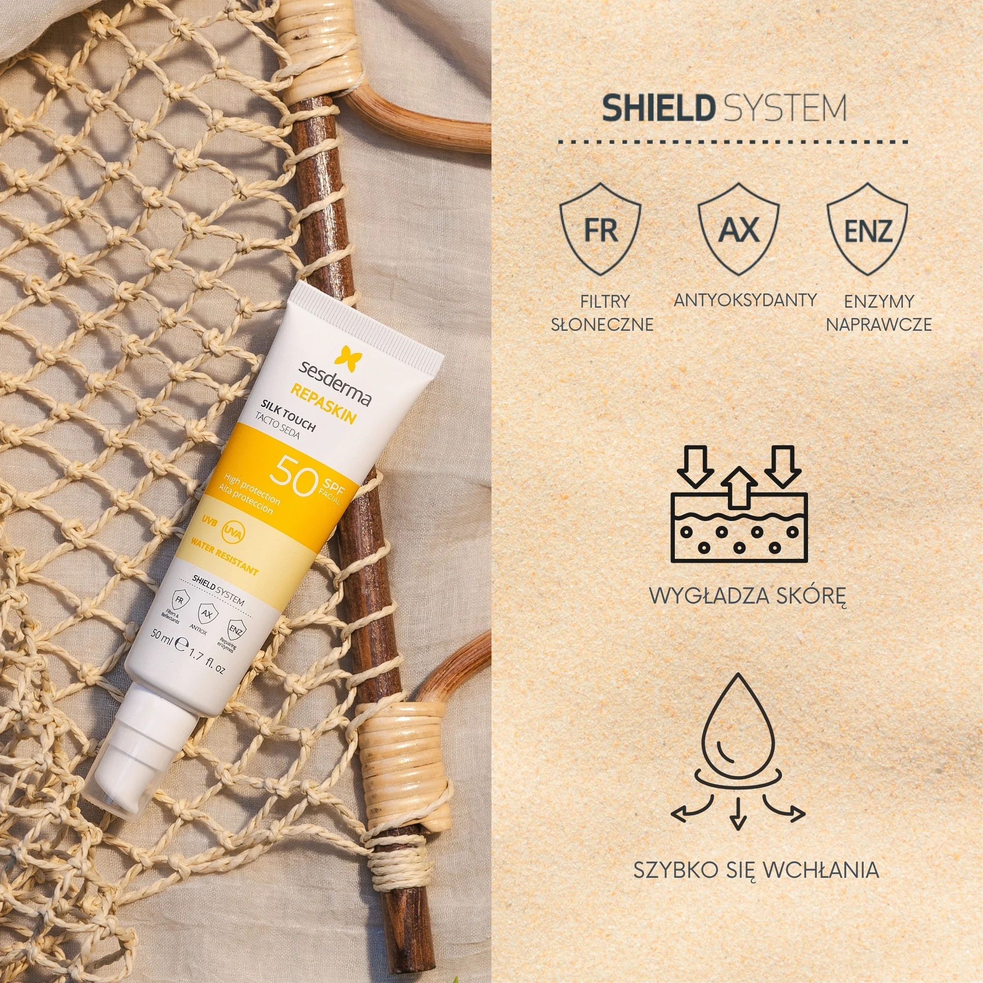 Sesderma Repaskin Silk Touch krem do twarzy SPF 50, 50 ml