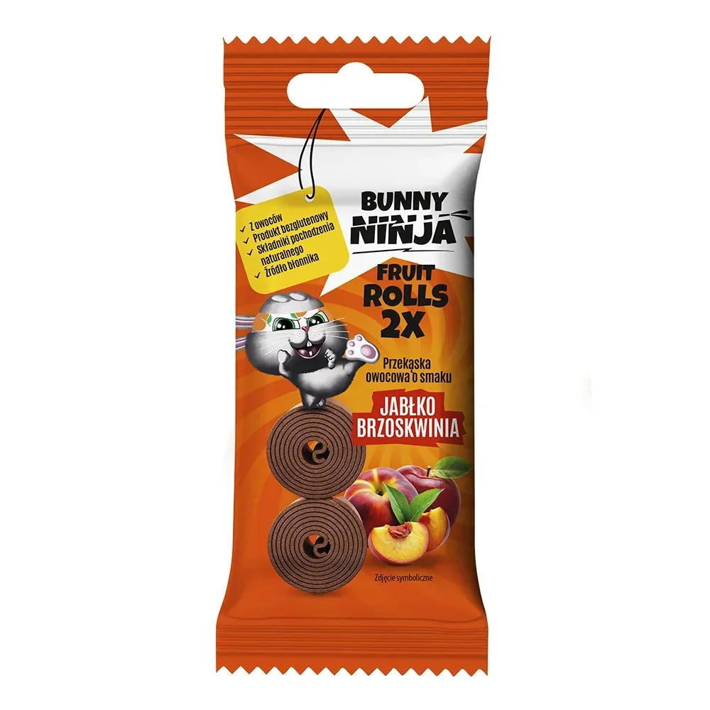 BUNNY NINJA double roll przekąska owocowa o smaku jabłko-brzoskwinia, 30 g