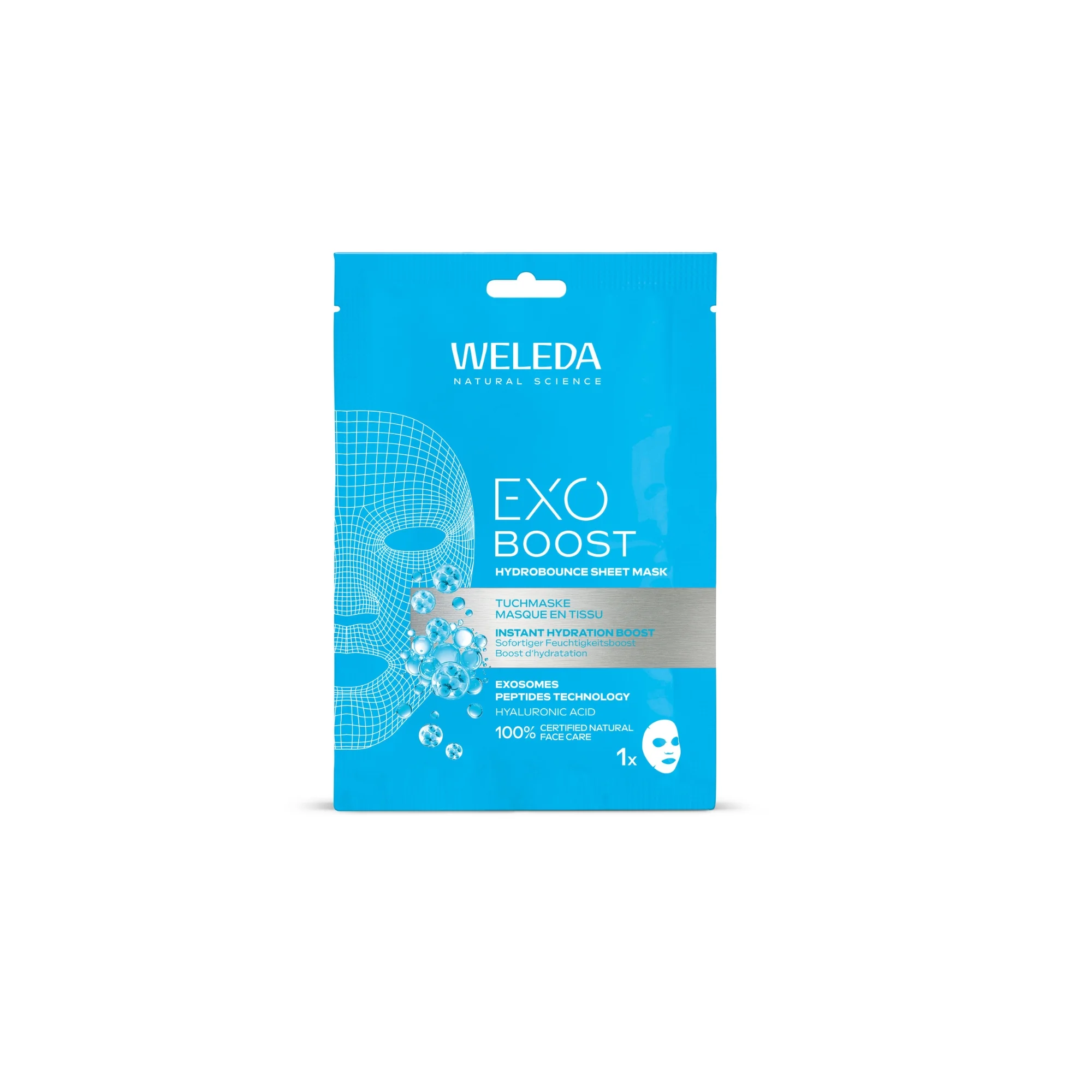 Weleda Exo Boost nawilżająca maseczka w płachcie z kwasem hialuronowym, 20 ml