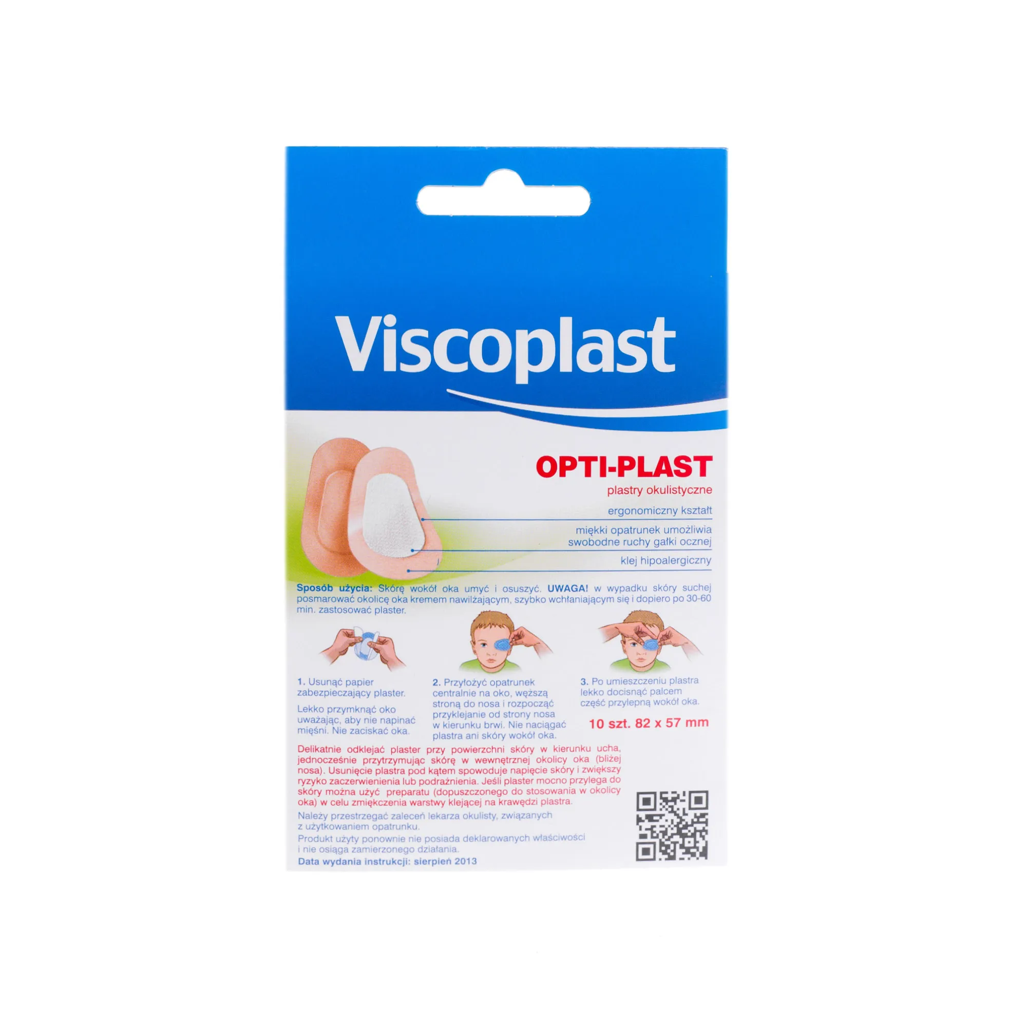 Viscoplast OPTI PLAST, plastry okulistyczne do korekcji wad wzroku, 10 sztuk, 82 x 57 mm 