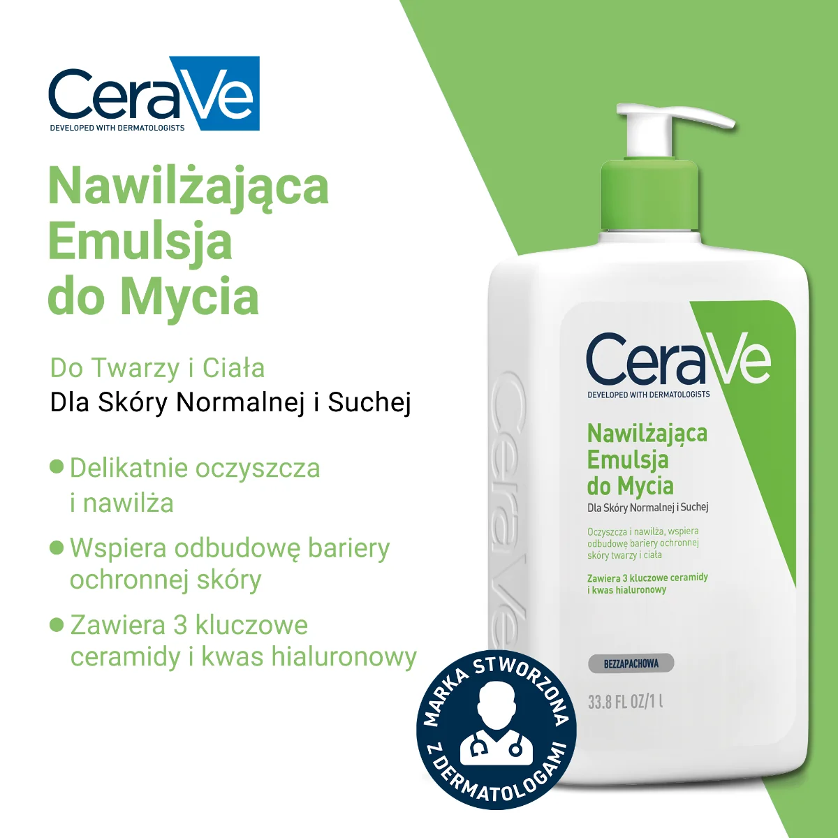 CeraVe emulsja nawilżająca do mycia, 1000 ml
