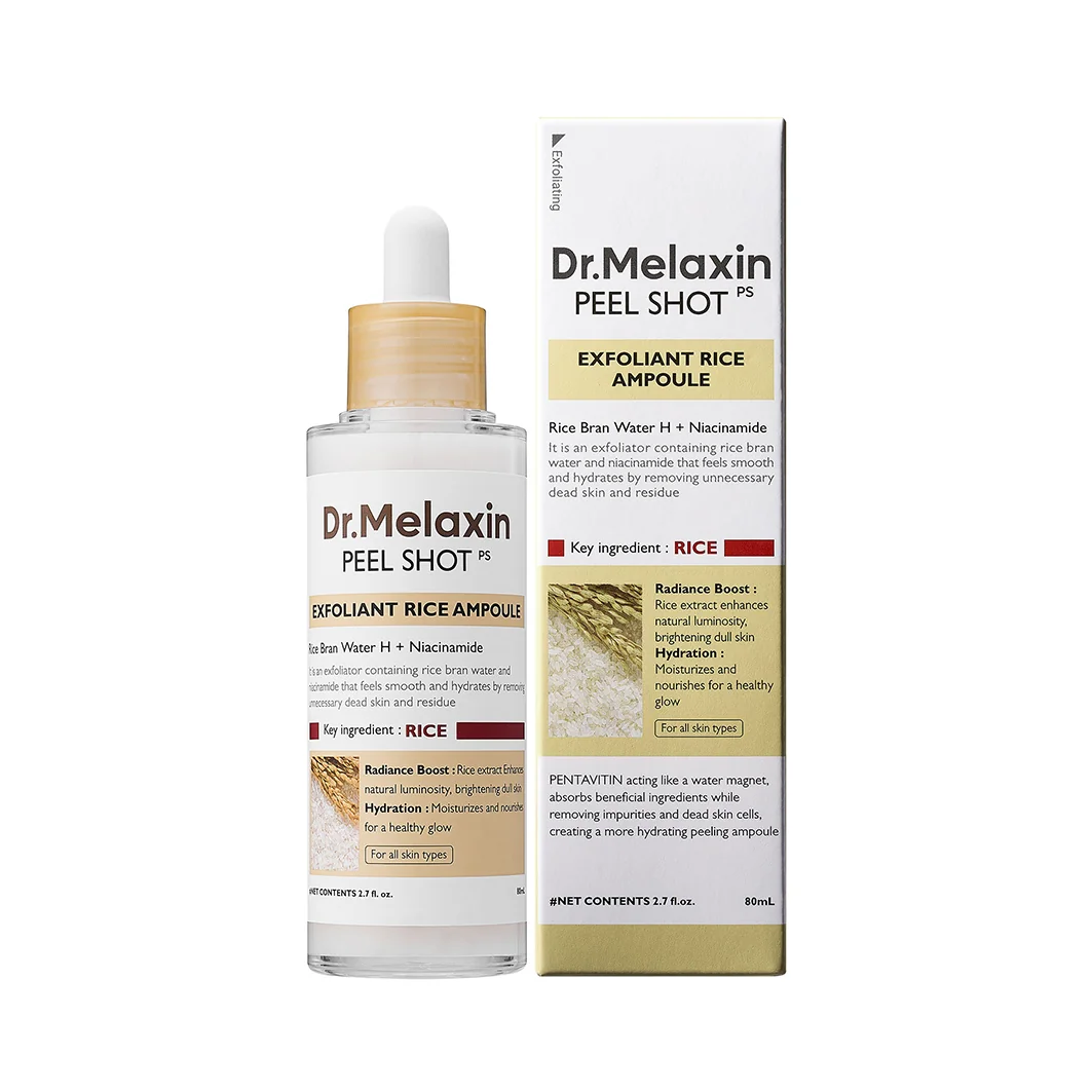 Dr.Melaxin Peel Shot Exfoliating White Rice Ampoule delikatnie złuszczający peeling z ekstraktem z białego ryżu, 80 ml