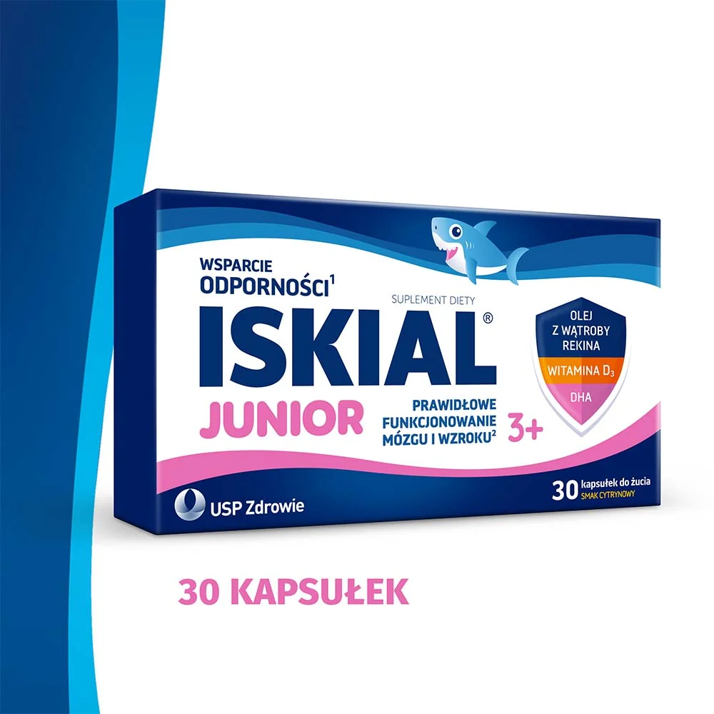 Iskial Junior 30 kapsułek do żucia o smaku cytrynowym