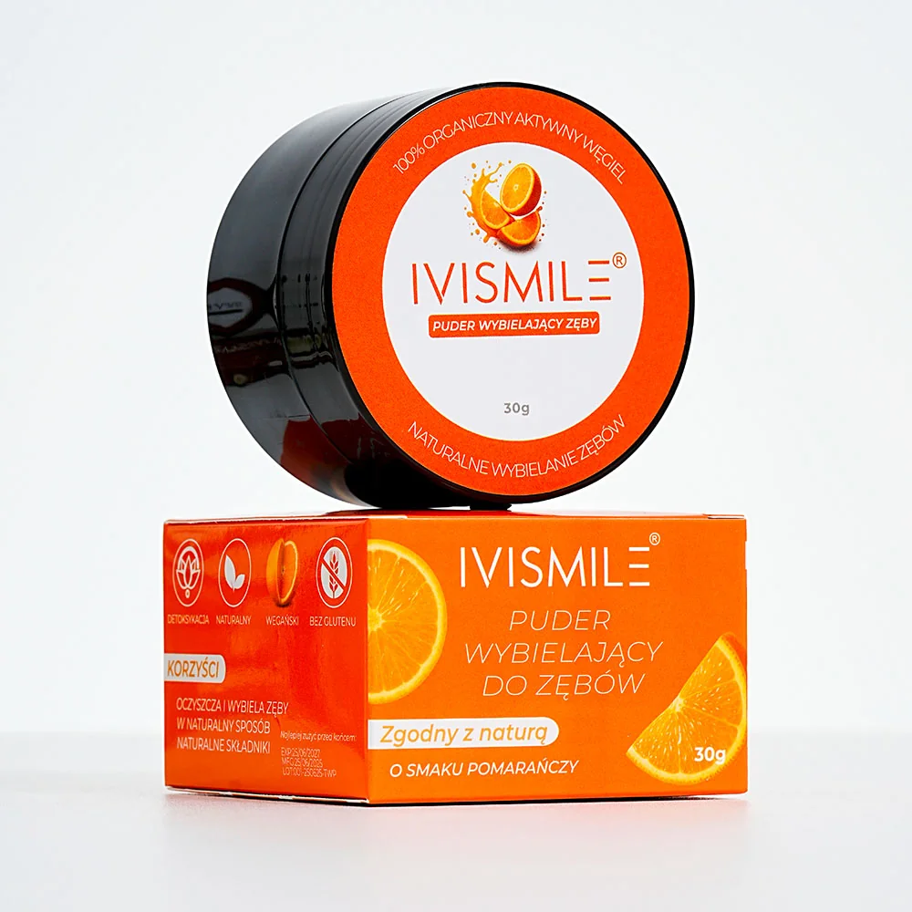 Ivismile puder wybielający zęby o smaku pomarańczy, 30 g