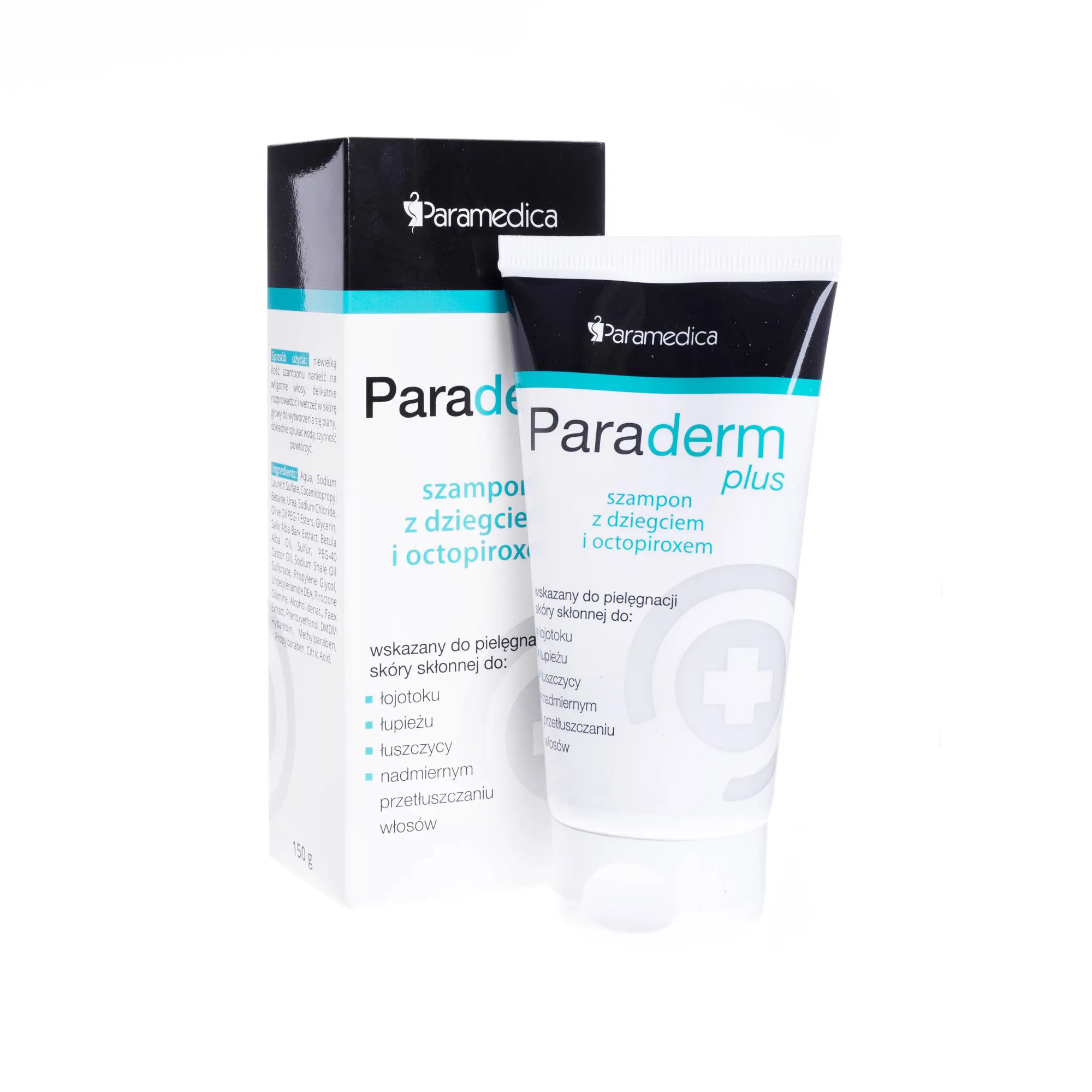 Paraderm Plus, szampon z dziegciem i octopiroxem, 150 ml 