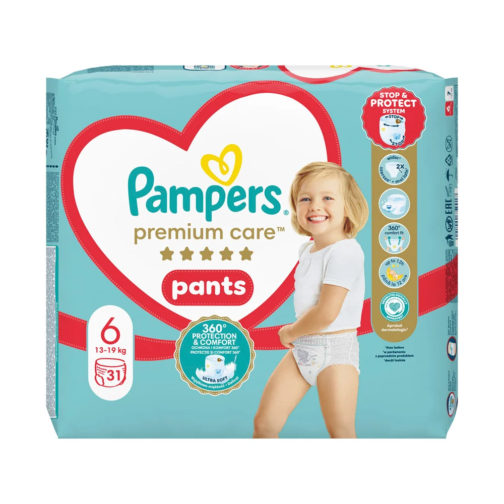 Pampers Premium Care Pants pieluchomajtki, rozmiar 6, 13-19 kg, 31 sztuk