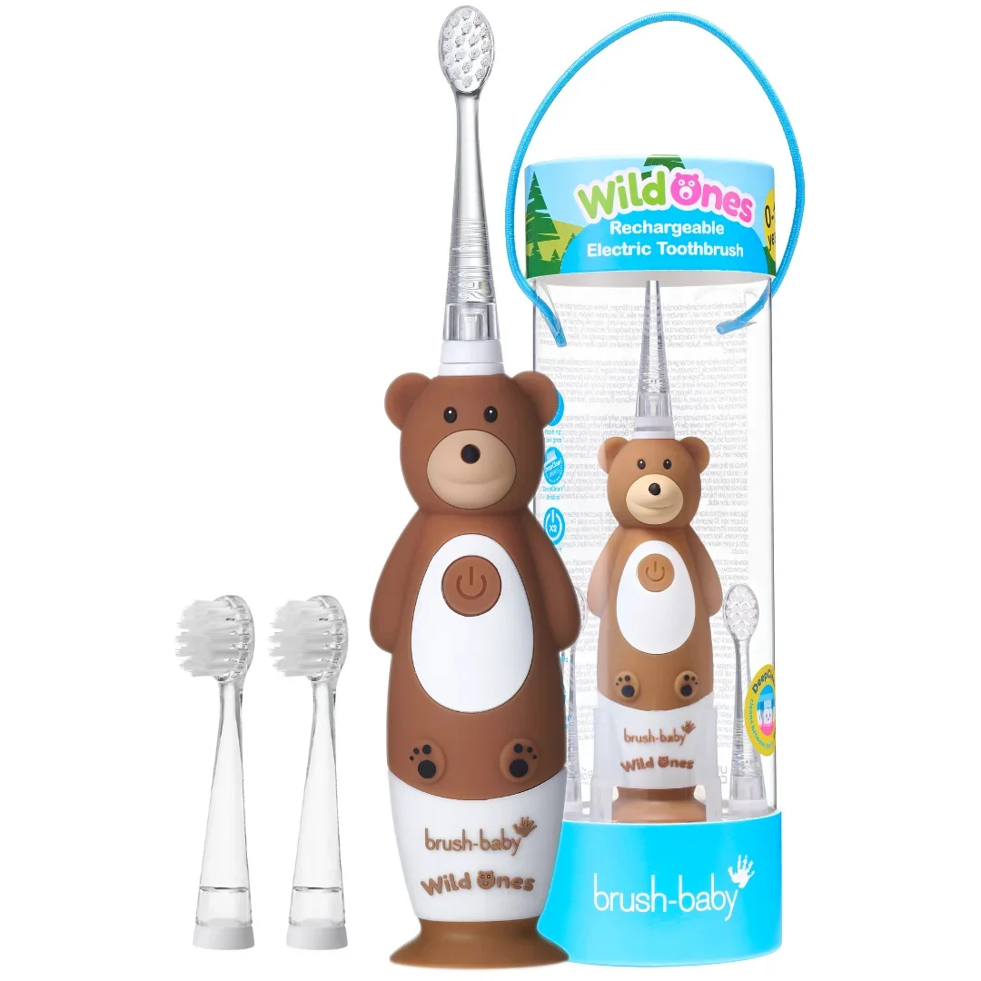 Brush-Baby WildOnes szczoteczka soniczna dla dzieci 0-10 lat Bernie Bear, 1 sztuka